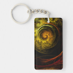 Sunrise Floral Red Abstract Art Key Ring