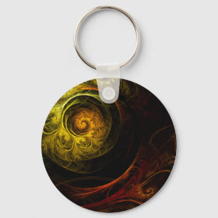 Sunrise Floral Red Abstract Art Keychain