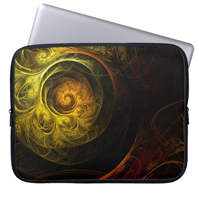 Sunrise Floral Red Abstract Art Laptop Sleeve (Front)
