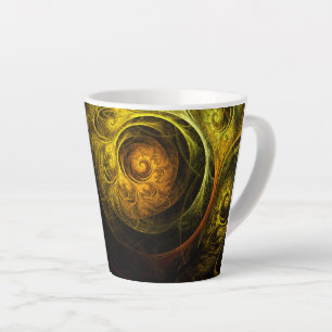 Sunrise Floral Red Abstract Art Latte Mug