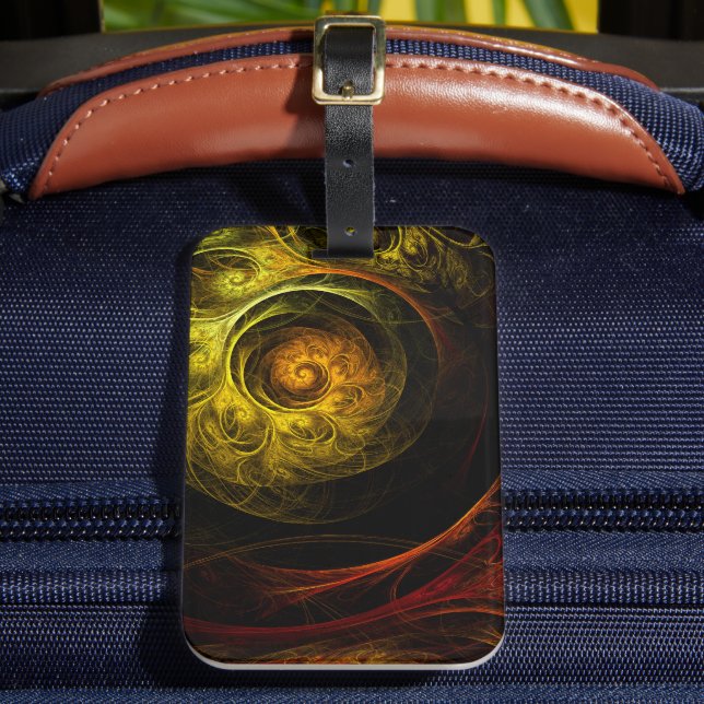 Sunrise Floral Red Abstract Art Luggage Tag (Front Insitu 2)