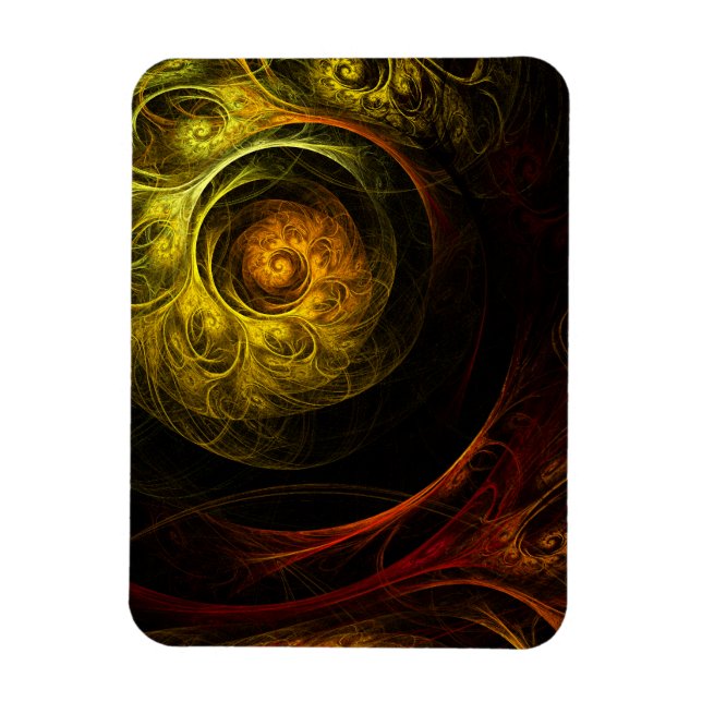Sunrise Floral Red Abstract Art Premium Magnet (Vertical)