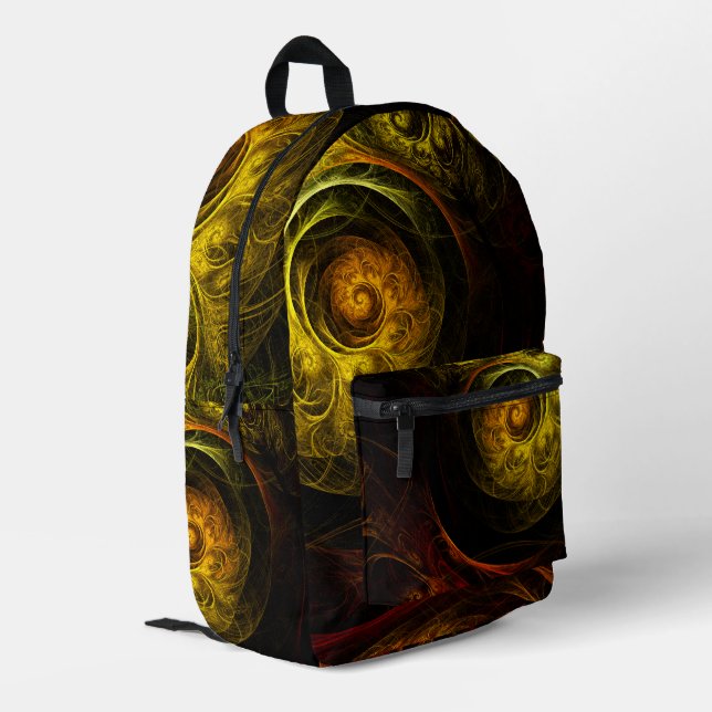 Sunrise Floral Red Abstract Art Printed Backpack (Back Corner Left)