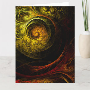 Sunrise Floral Red Abstract Art Thank You Card