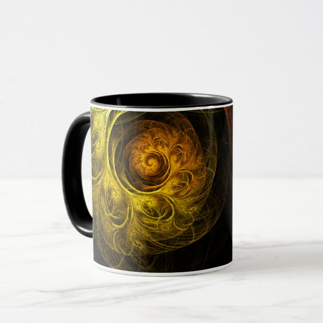 Sunrise Floral Red Abstract Coffee Mug (Front Left)
