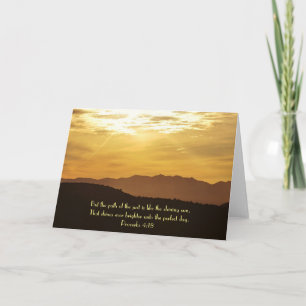 Sunrise Fog Mountain Scripture Card Proverb 4:18