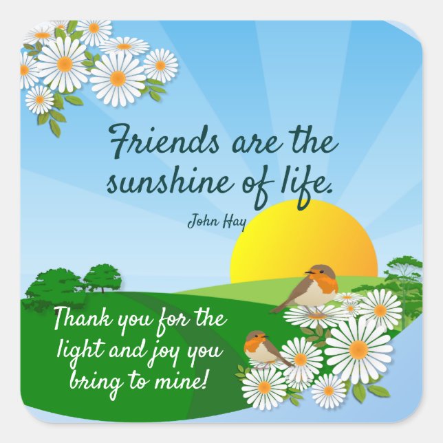Sunrise Friendship Appreciation Square Sticker (Front)