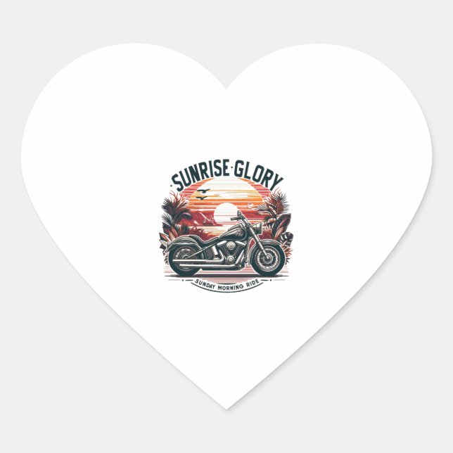 SUNRISE GLORY SUNDAY MORNING RIDE HEART STICKER (Front)