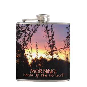 Sunrise Glows Between Wildflower Silhouettes Hip Flask