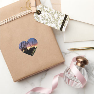 Sunrise Glows Over The Horizon Photograph Custom Heart Sticker