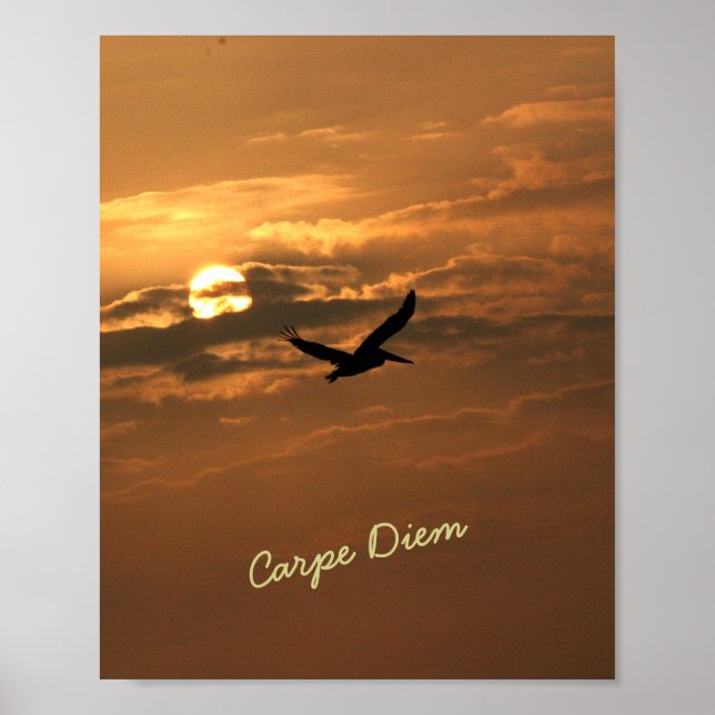 Sunrise Gold Photo Carpe Diem Ocean Poster (Front)