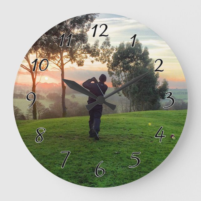 Sunrise Golfer Large Clock (Front)