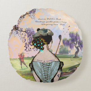 Sunrise Golfer's Haiku Round Pillow