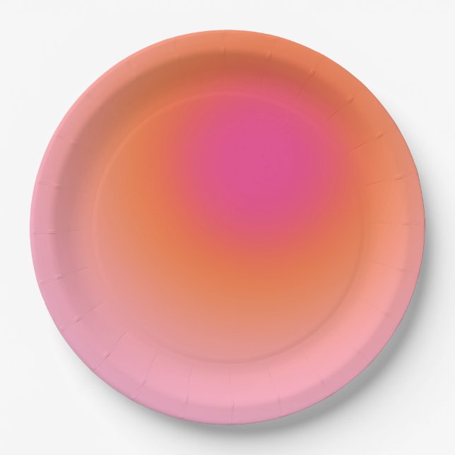 Sunrise Gradient - Beige Pink Orange Paper Plate (Front)