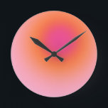 Sunrise Gradient - Beige Pink Orange Round Clock<br><div class="desc">Gradient Design - Aura Effect - Beige,  Pink And Orange Ombre.</div>