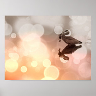 Sunrise Great Blue Heron Reflection Poster