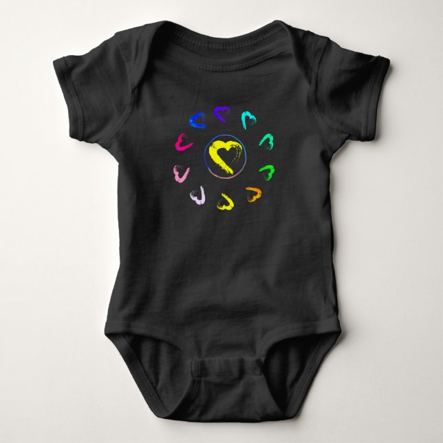 Sunrise Hearts Baby Bodysuit (Front)