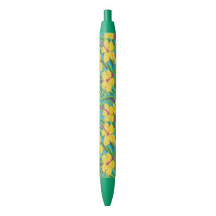 Sunrise Hibiscus Tropical Print Black Ink Pen