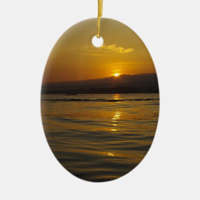Sunrise in Bali island Ceramic Tree Decoration (Front)