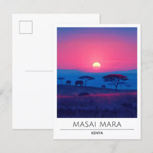 Sunrise in Masai Mara Kenya Travel Postcard
