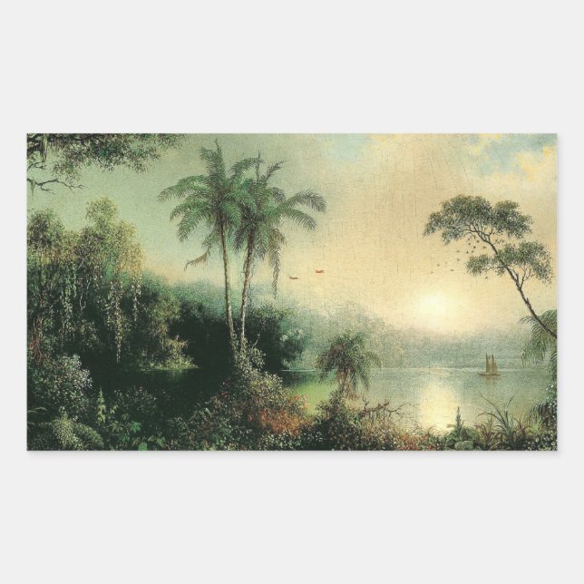 Sunrise in Nicaragua, painting by M.J. Heade Rectangular Sticker (Front)