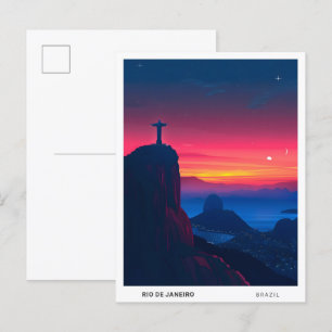 Sunrise in Rio de Janeiro Brazil Travel Postcard