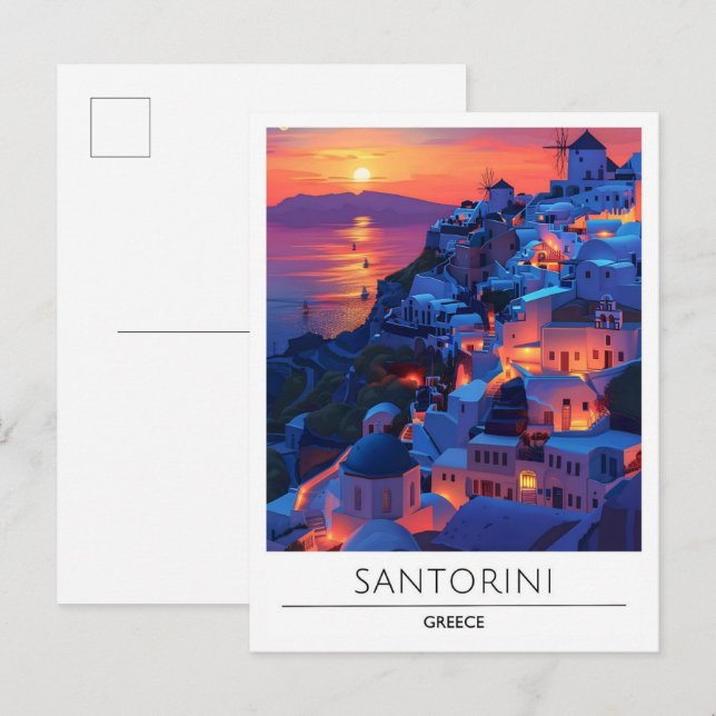 Sunrise in Santorini Greece Travel  Postcard (Front/Back)