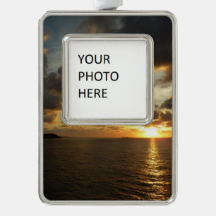 Sunrise in St. Thomas I US Virgin Islands Silver Plated Framed Ornament