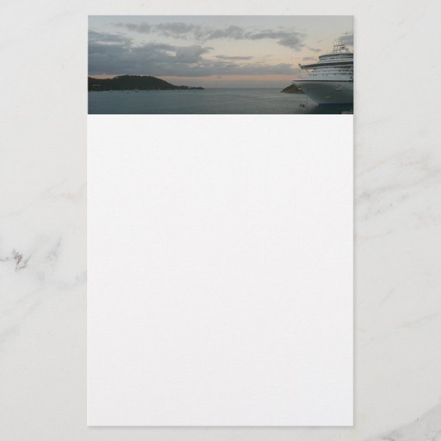 Sunrise in St. Thomas II Cruise Seascape Stationery (Front)