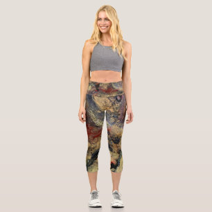 Sunrise in the desert painting in sandy tones capri leggings