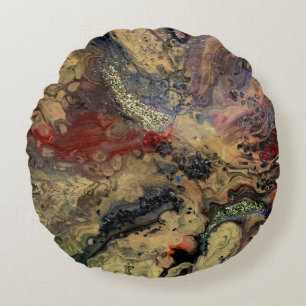 Sunrise in the desert painting in sandy tones round cushion