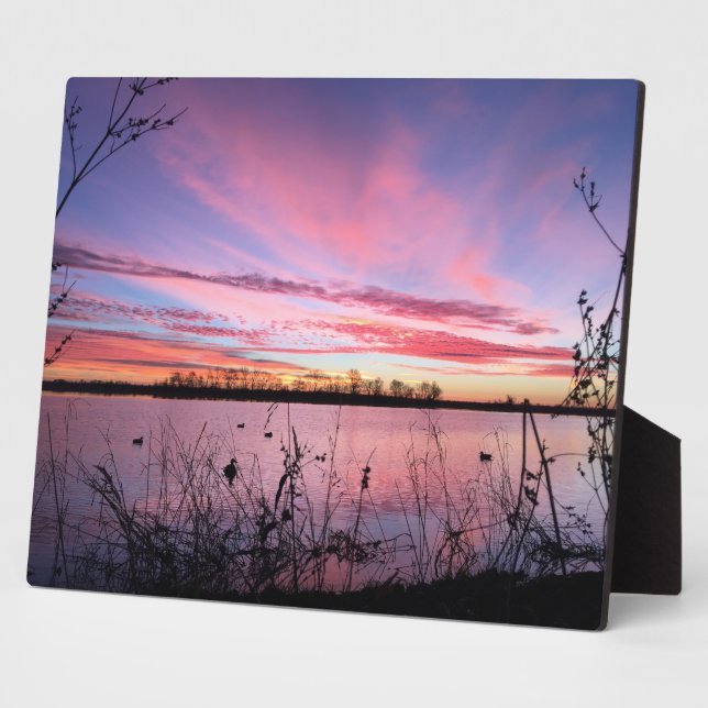 Sunrise in the Duck Blind Canvas Print Plaque (Side)