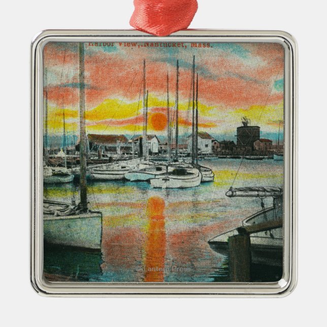 Sunrise in the Harbour Metal Ornament (Front)