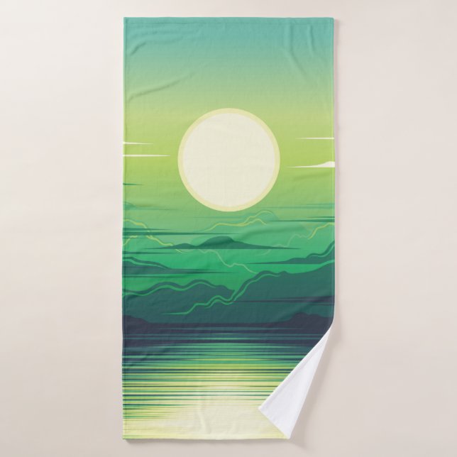 Sunrise in the sea illustration apparel,art,beauti bath towel (Bath Towel)