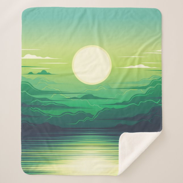 Sunrise in the sea illustration apparel,art,beauti sherpa blanket (Front)