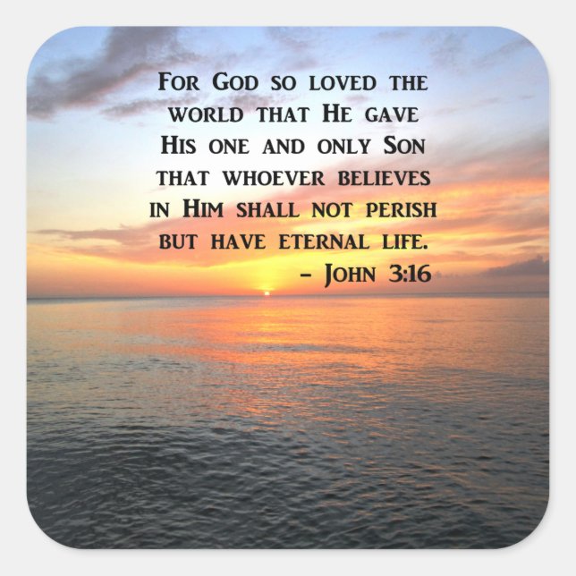 SUNRISE JOHN 3:16 INSPIRING PHOTO SQUARE STICKER (Front)