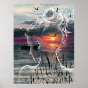 Sunrise Lady - Nature - Original Art Painting  Poster