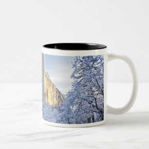 Sunrise light hits El Capitan through snowy Two-Tone Coffee Mug