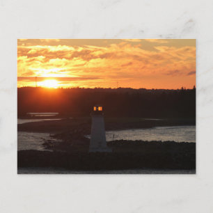 Sunrise, Lighthouse in Harbour of Halifax, Photo Postcard
