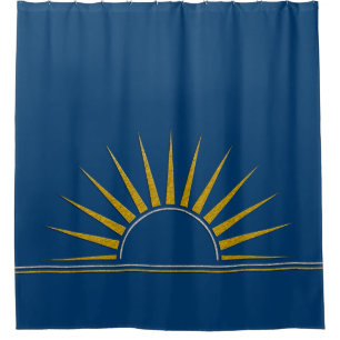 SUNRISE logo gold silver I + your Backgr. & ideas Shower Curtain