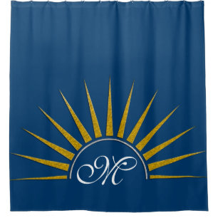 SUNRISE logo gold silver II + your Backgr. & ideas Shower Curtain