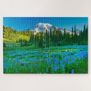 Sunrise Lupine and Mount Rainer Jigsaw Puzzle