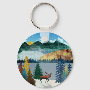Sunrise Moose Key Ring