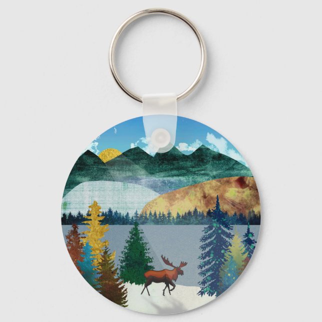 Sunrise Moose Key Ring (Back)