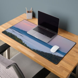 Sunrise morning fog in valley Triglav, Slovenia Desk Mat