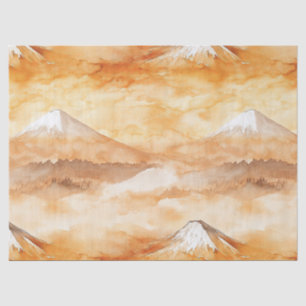 Sunrise Mount Fuji Watercolor Orange Landscape Tissue Paper