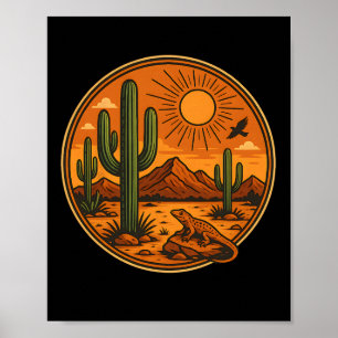 Sunrise Mountain Nature Retro Hiking Outdoors Dese Poster