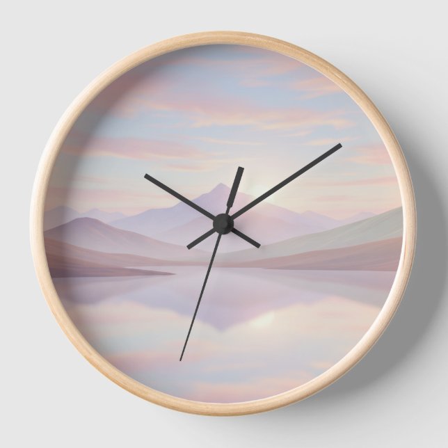 Sunrise Mountain Wall Clock – Peaceful Nature Desi (Front)