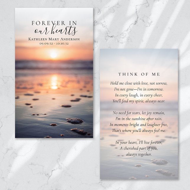 Sunrise Ocean Photo Memorial Prayer Card (Creator Uploaded)