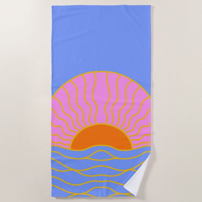 Sunrise Ocean Waves Beach Towel (Front)